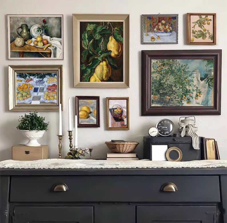Set of 250 Vintage Fruit Prints for Kitchen Shelf Decor, Maximalist Farmhouse Dinning Room Digital Art