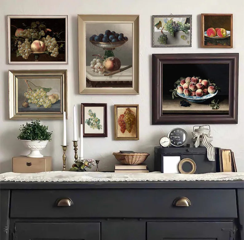 Set of 250 Vintage Fruit Prints for Kitchen Shelf Decor, Maximalist Farmhouse Dinning Room Digital Art