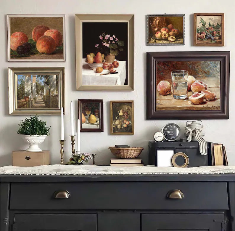 Set of 250 Vintage Fruit Prints for Kitchen Shelf Decor, Maximalist Farmhouse Dinning Room Digital Art