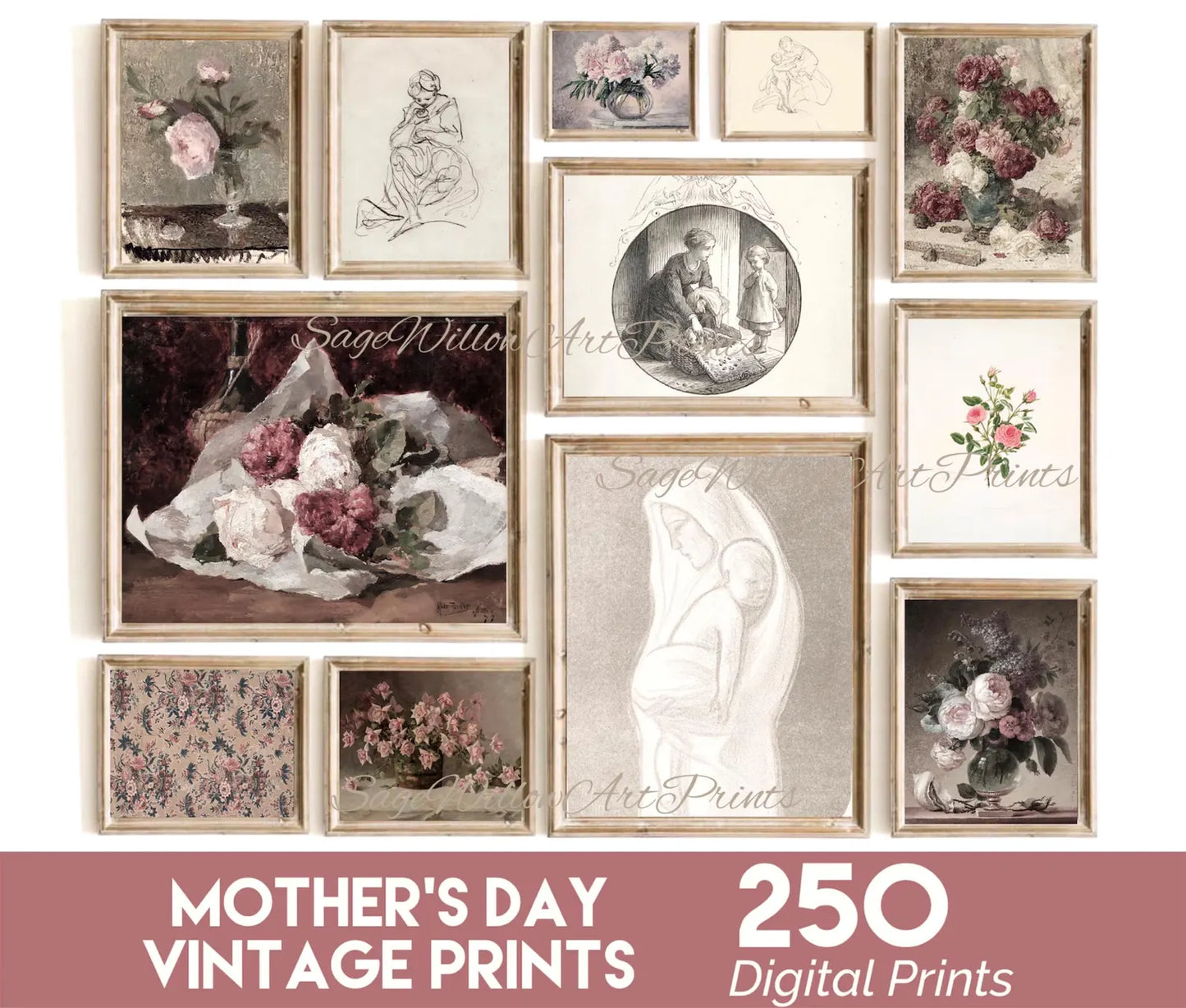 Mother’s Day Gift, 250 Vintage Printable Paintings