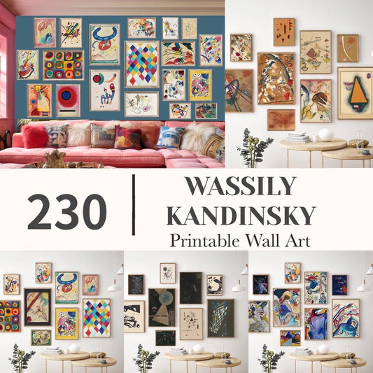 Set of 230 Wassily Kandinsky Art Prints, Colorful Abstract Office Decor Printable Wall Art