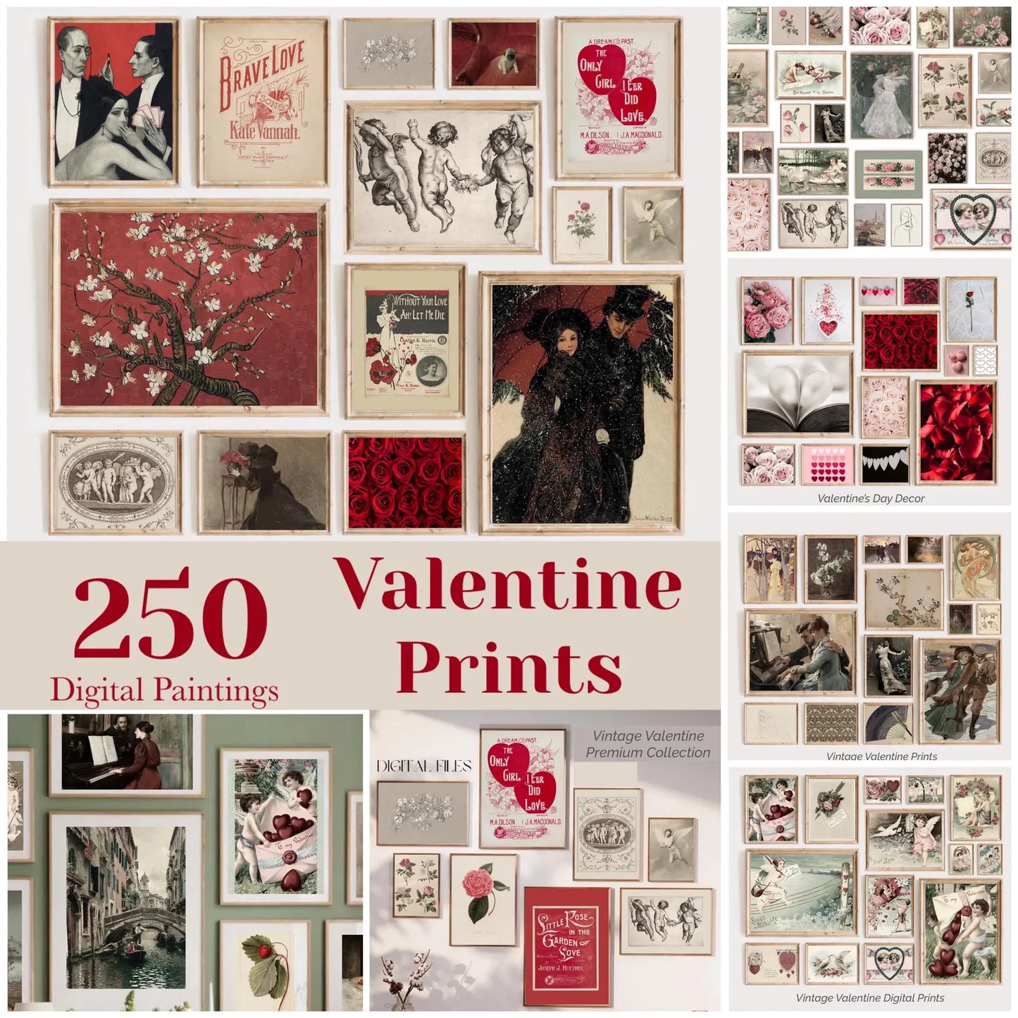 250 Retro Valentine Digital Posters Prints