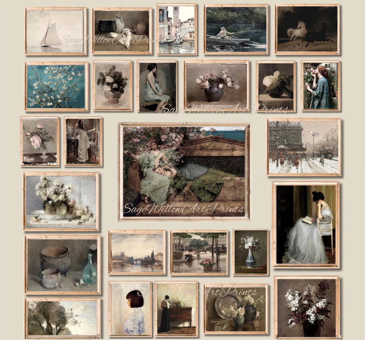 1000 Wall Art Farmhouse Prints Bundle, Vintage Gallery Set, Digital Download