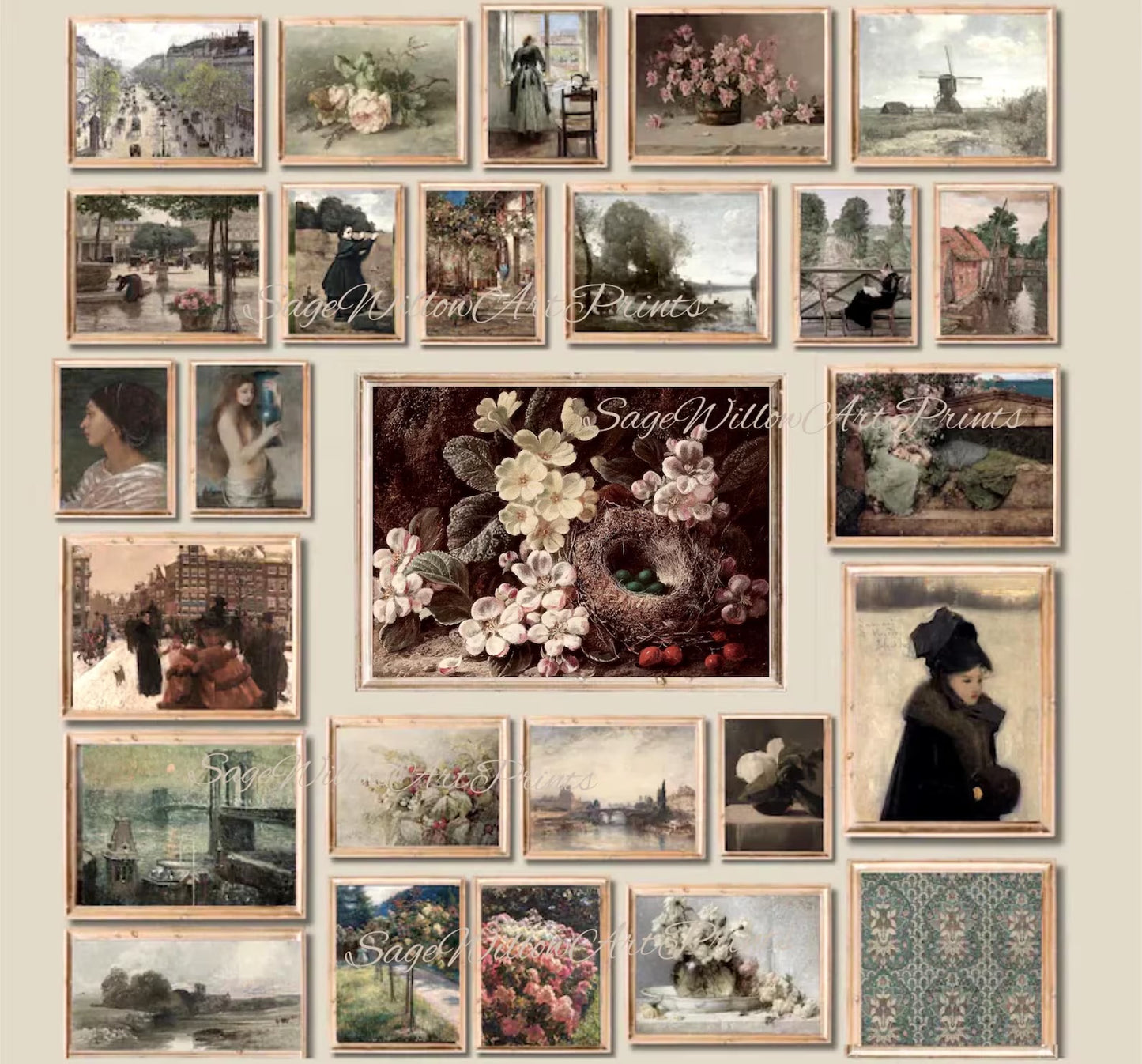 1000 Wall Art Farmhouse Prints Bundle, Vintage Gallery Set, Digital Download