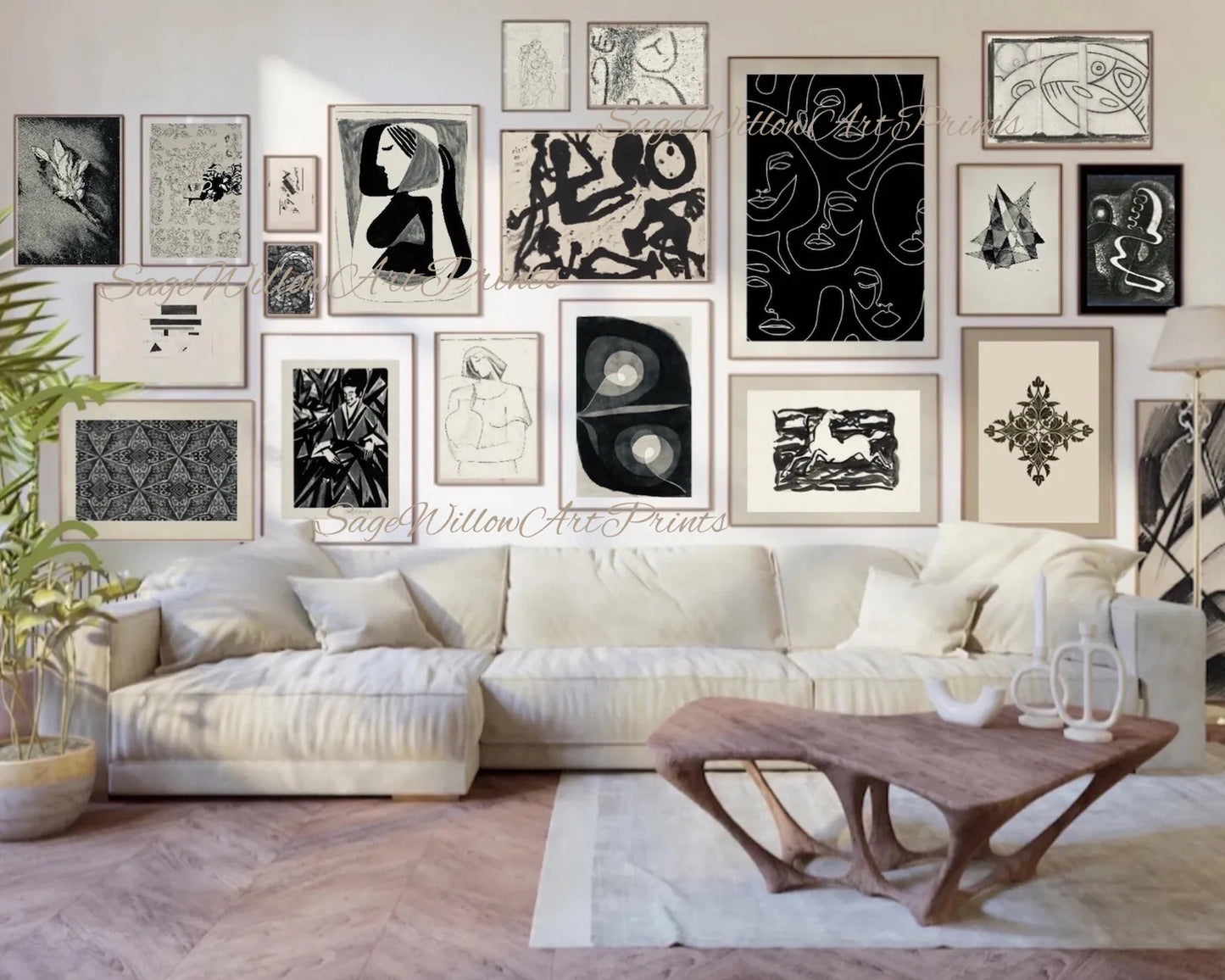 Contemporary Modern Neutral Art Set of 250 Prints, Abstract Art