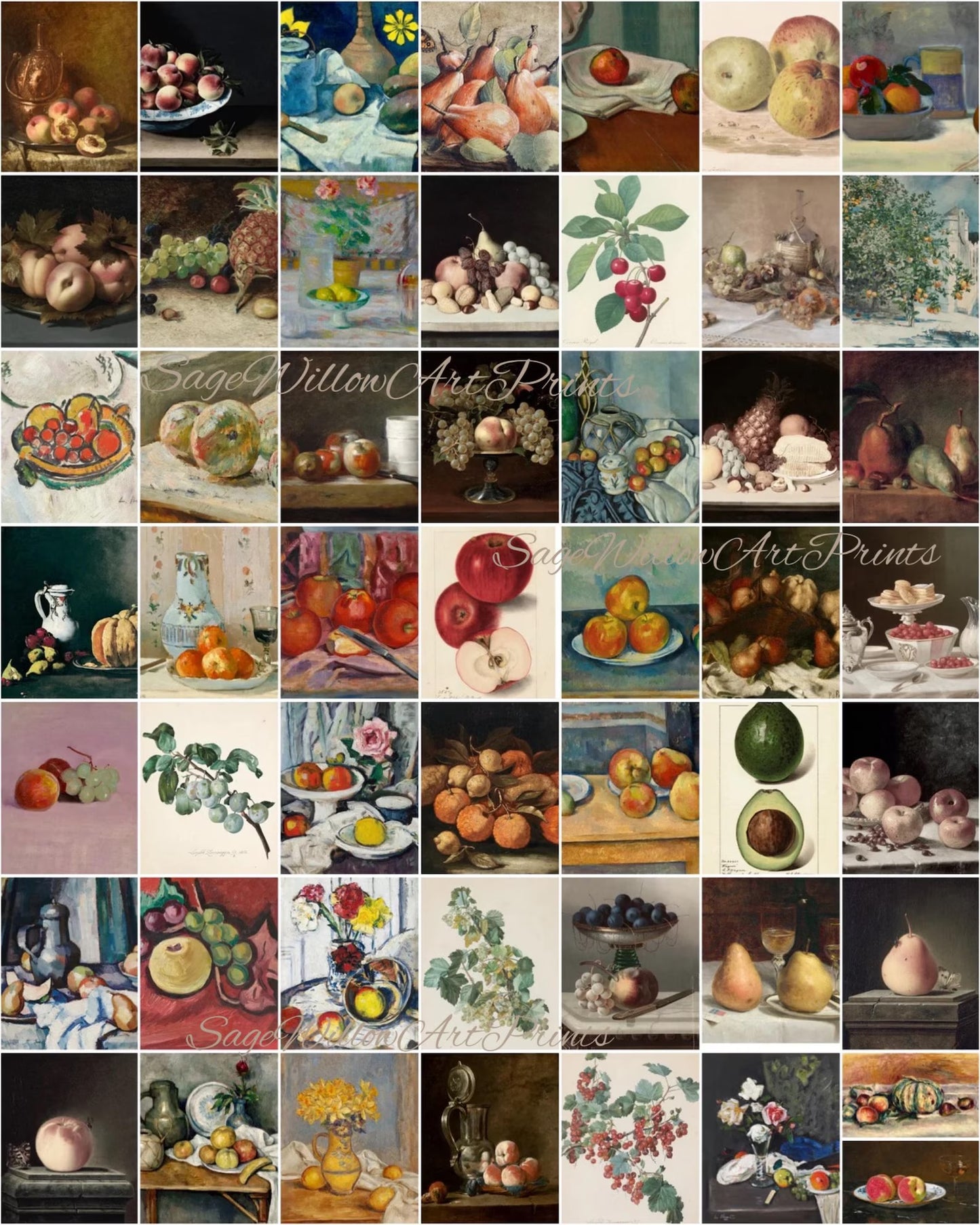 Set of 300 Vintage Fruit Prints for Kitchen Decor