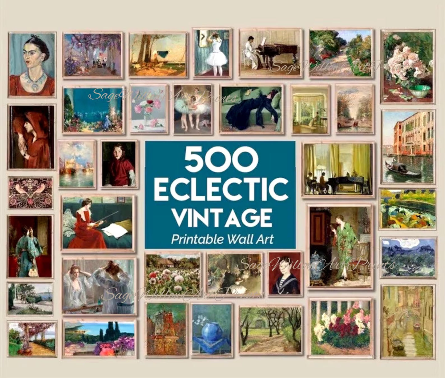 500 Maximalist Eclectic Gallery Wall Retro Posters Set