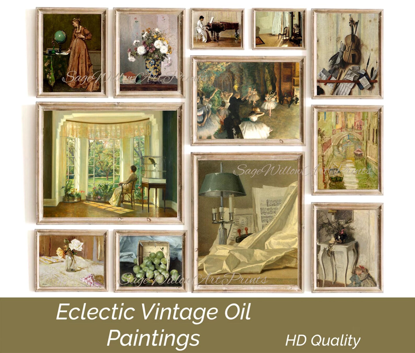 500 Maximalist Eclectic Gallery Wall Retro Posters Set