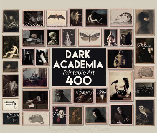 Dark Academia Decor, Set of 400 Moody Goth Halloween Posters