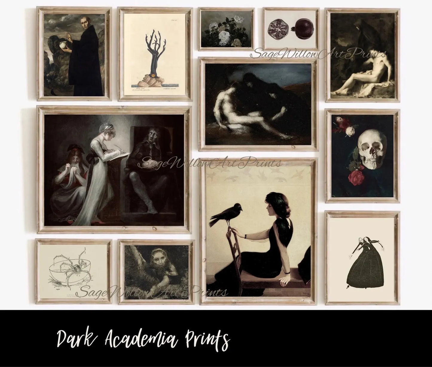 Dark Academia Decor, Set of 400 Moody Goth Halloween Posters