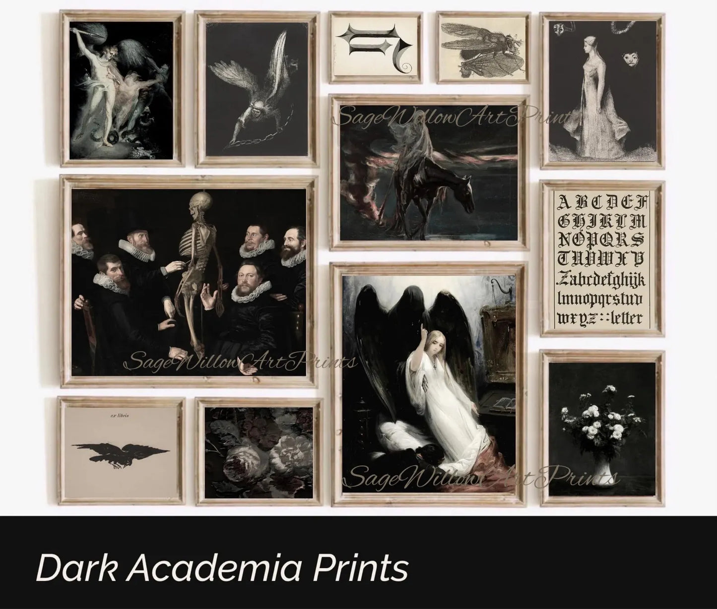 Dark Academia Decor, Set of 400 Moody Goth Halloween Posters