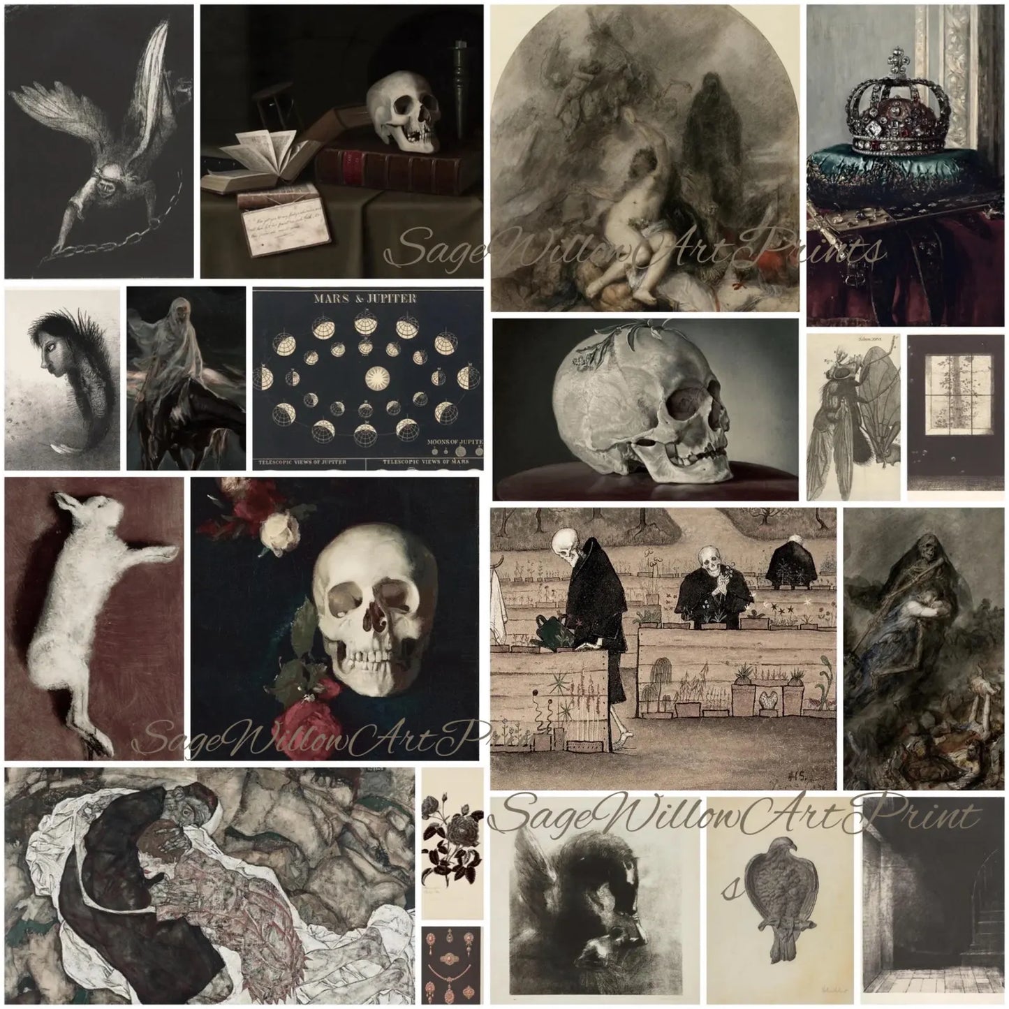 Dark Academia Decor, Set of 400 Moody Goth Halloween Posters